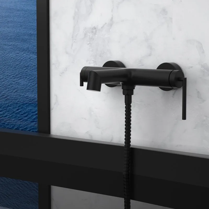 Смеситель для ванны с душем BelBagno Acqua ACQUA-VASM-NERO, черный матовый Sancos — официальный сайт