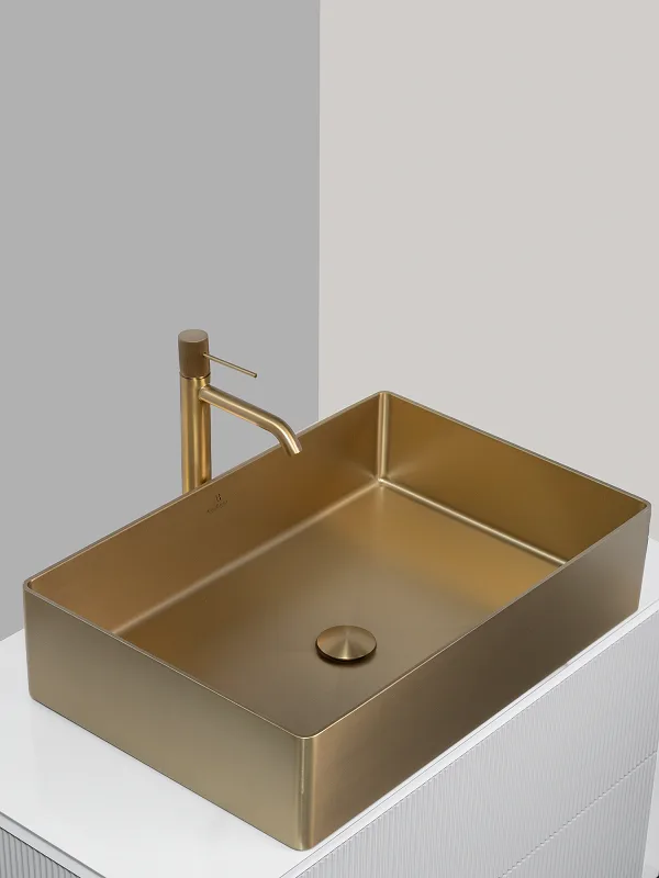 Накладная раковина AltroBagno Solido 001021 OrSp матовое золото Sancos — официальный сайт