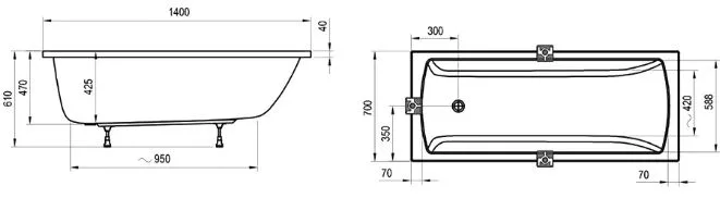 Акриловая ванна Ravak Classic II CC21000000 без опоры 140x70 см, пристенная, белая Sancos — официальный сайт