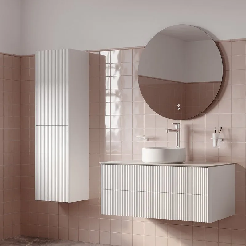 Шкаф-пенал для ванной IDDIS Aiger 40 подвесной, матовый белый soft touch Sancos — официальный сайт