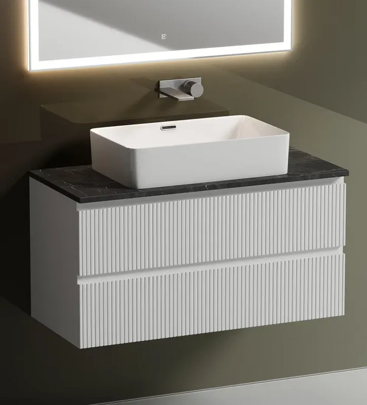 Тумба с раковиной Sancos Snob T 100 см, bianco, столешница черный мрамор, раковина CN5025 Sancos — официальный сайт
