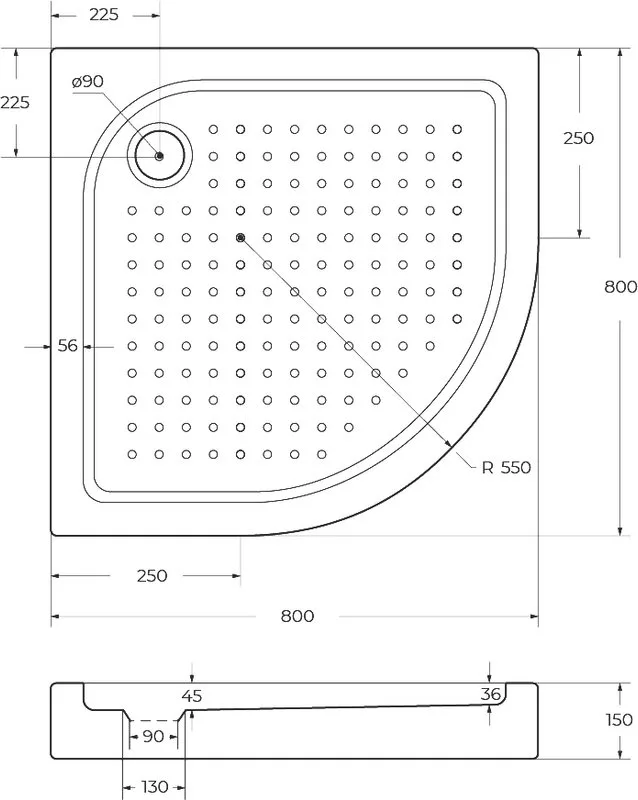 Поддон для душа BelBagno Tray 80х80 R550 с сифоном Sancos — официальный сайт