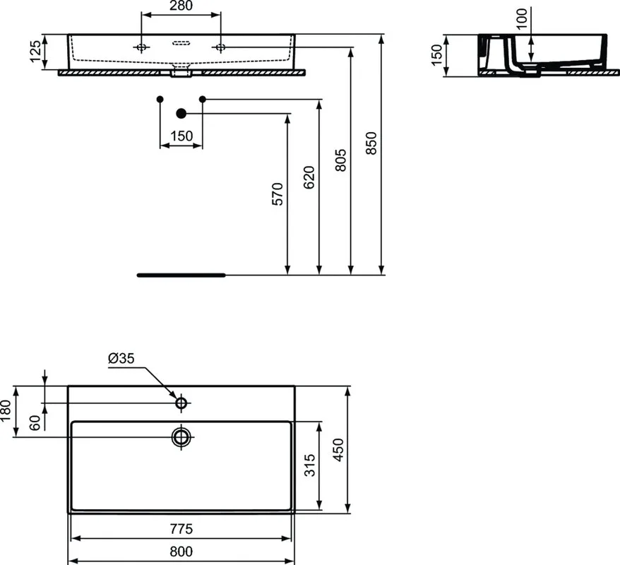 Мебельная раковина Ideal Standard Extra T372901 Sancos — официальный сайт