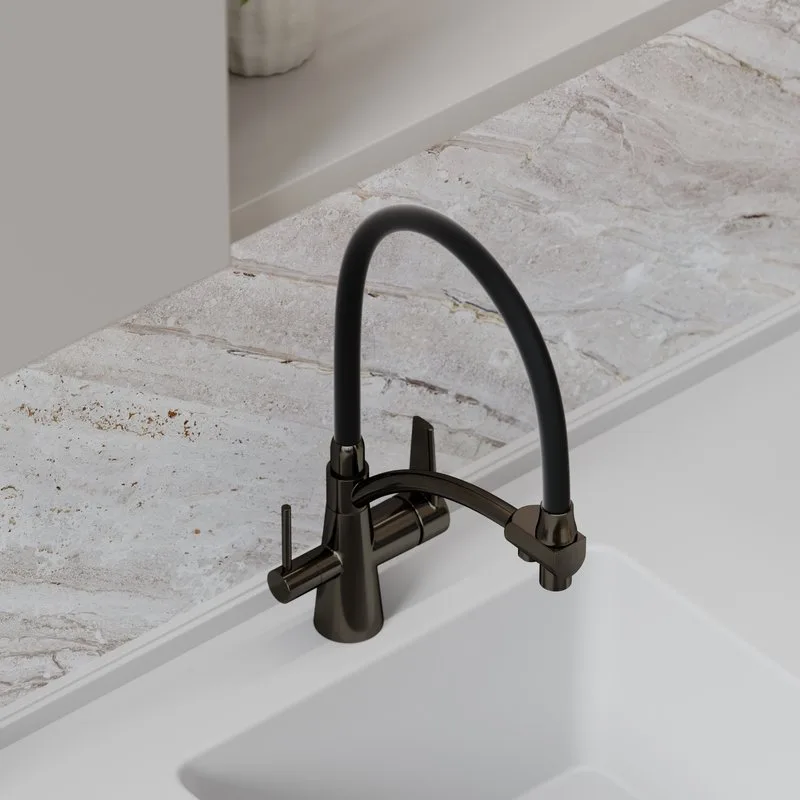 Смеситель для кухни Sancos Eri SC4001GG с гибким изливом, вороненая сталь Sancos — официальный сайт