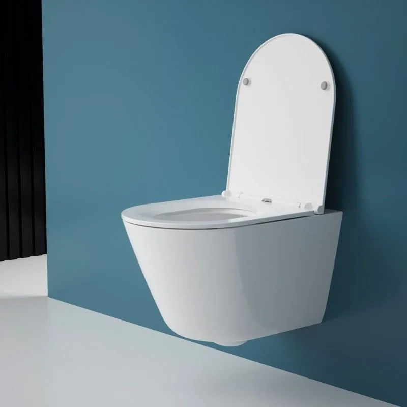 Подвесной унитаз Esbano Clavel-53T ESUPCLAV53TW белый глянец безободковый, смыв Торнадо, с сиденьем  Sancos — официальный сайт
