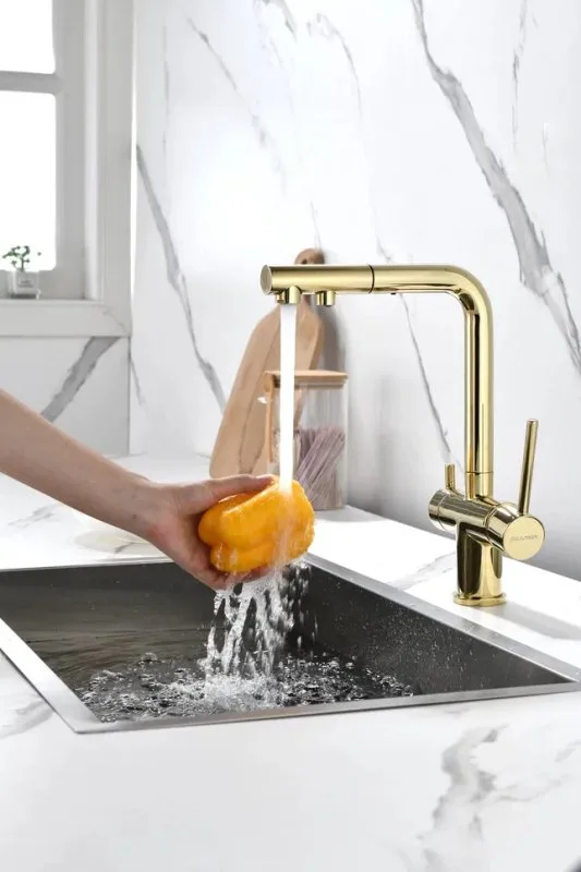 Смеситель для кухни Paulmark Serpentine Se213222-G золото Sancos — официальный сайт
