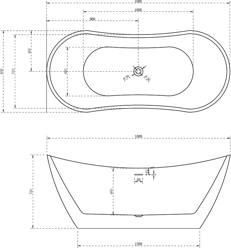 Акриловая ванна Abber AB9322 180x80 см, отдельностоящая, белая, овальная, с каркасом, со сливом-пере Sancos — официальный сайт