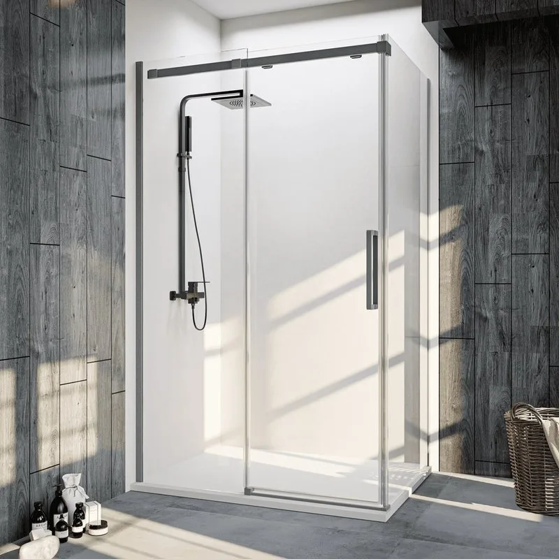 Душевой уголок Veconi Rovigo RV-070GR 160х90 см, профиль брашированный графит, стекло прозрачное Sancos — официальный сайт