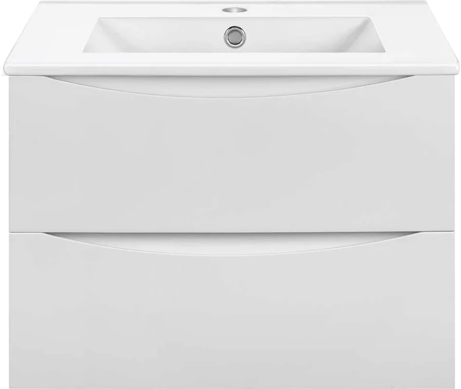 Тумба под раковину без столешницы Vincea Mia Slim 70, подвесная, 2 ящика, белая глянцевая Sancos — официальный сайт