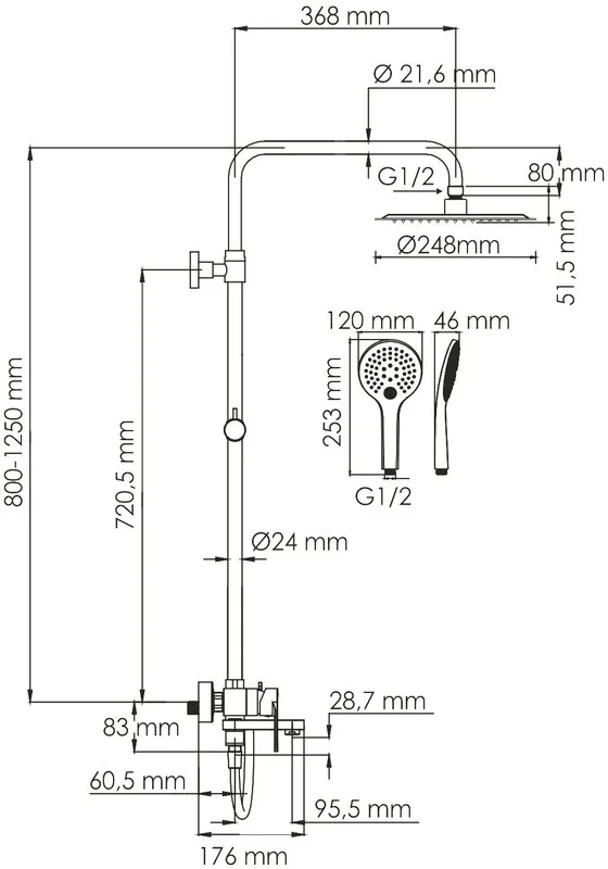 Душевая стойка Wasserkraft Mindel 8500 A185.257.155.WM, белая Sancos — официальный сайт