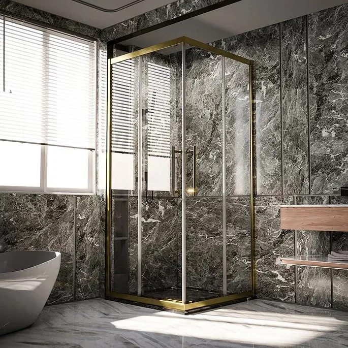Душевой уголок Veconi Premium Trento PTC-20G 100x80, профиль брашированное золото, стекло прозрачное Sancos — официальный сайт