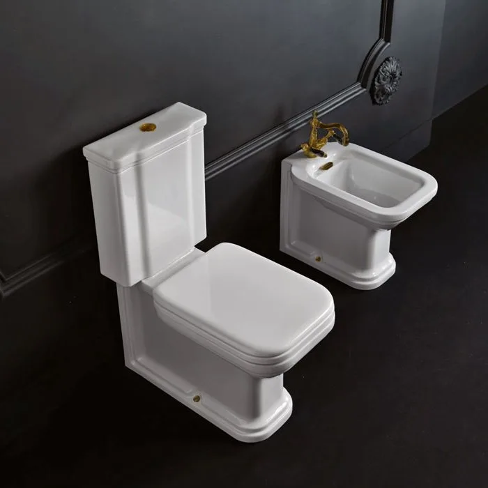 Крышка-сиденье Kerasan Waldorf 418601 белая, с микролифтом, петли бронза Sancos — официальный сайт