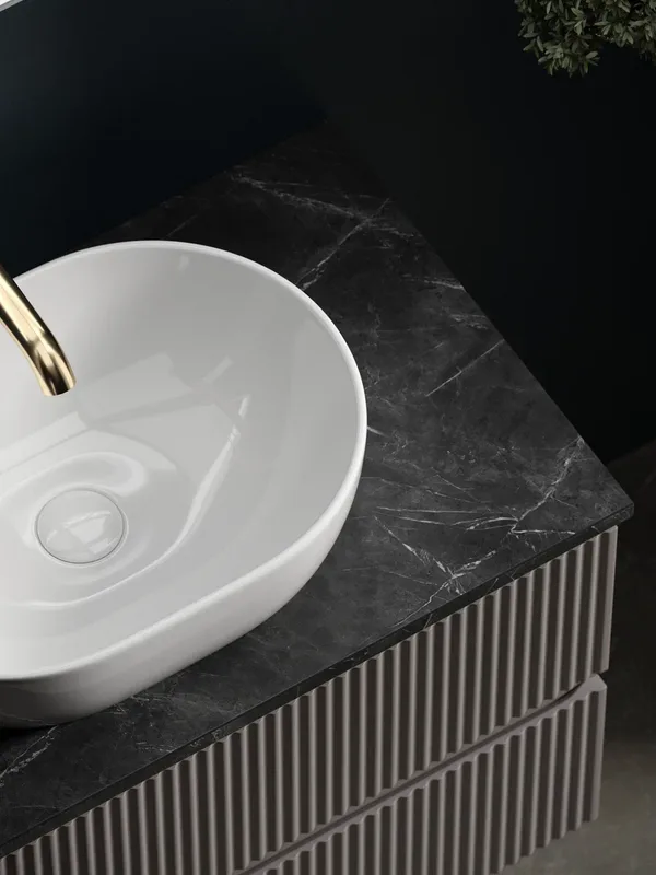 Тумба с раковиной Sancos Snob R 100 см, doha soft, столешница черный мрамор, раковина CN6019 Sancos — официальный сайт