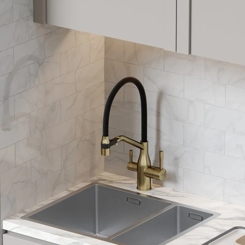 Смеситель для кухни Sancos Orta SC4008BG с гибким изливом, брашированное золото Sancos — официальный сайт