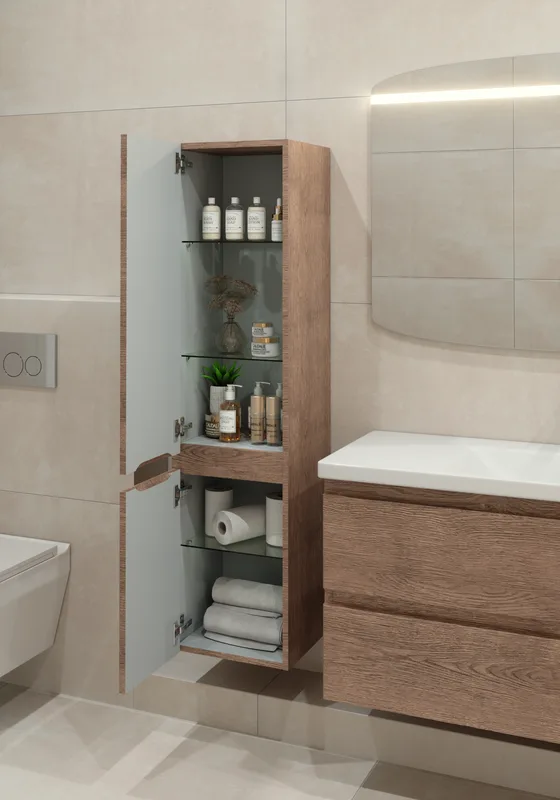 Шкаф-пенал для ванной Caprigo Forte 35 L светлый орех