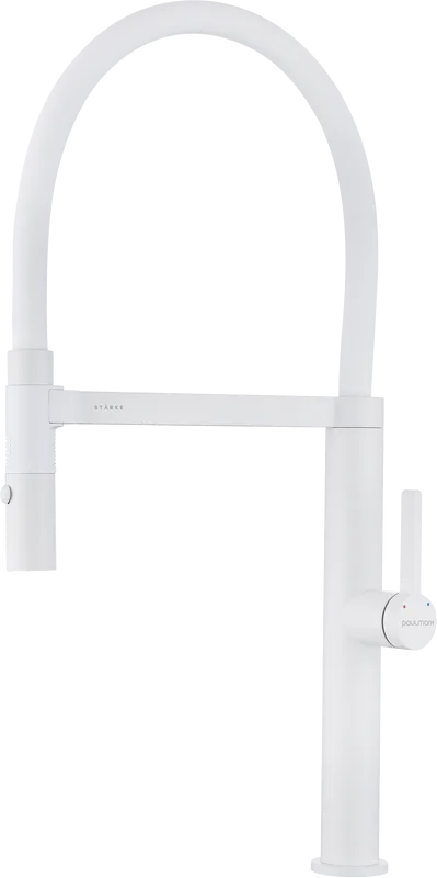 Смеситель для кухни Paulmark Leader Le214101-WH, белый матовый, с гибким изливом Sancos — официальный сайт