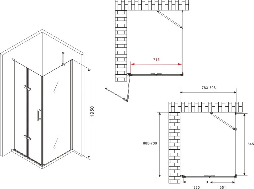 Душевой уголок Abber Zart AG08080P-S71 80х70, профиль хром, стекло прозрачное Sancos — официальный сайт