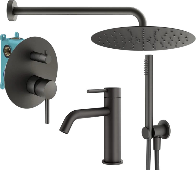 Комплект для ванной Plumberia Selection Ixo KITXO18GR53 С ВНУТРЕННЕЙ ЧАСТЬЮ, графит матовый Sancos — официальный сайт