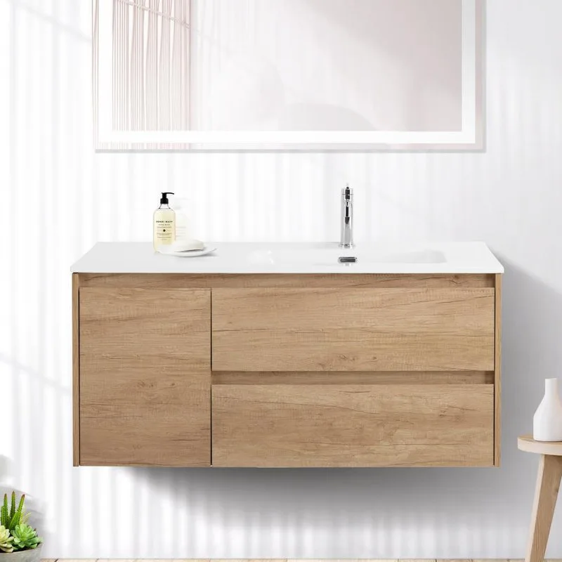 Тумба под раковину без столешницы BelBagno Kraft 100 R, 2 ящика, дверца, rovere nebrasca nature Sancos — официальный сайт