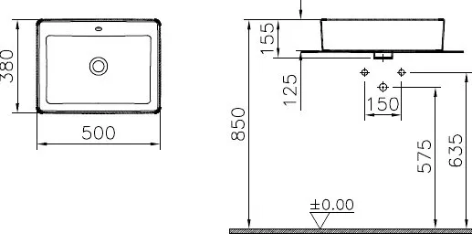 Накладная раковина VitrA Nuo 7436B003-0012 50 см Sancos — официальный сайт