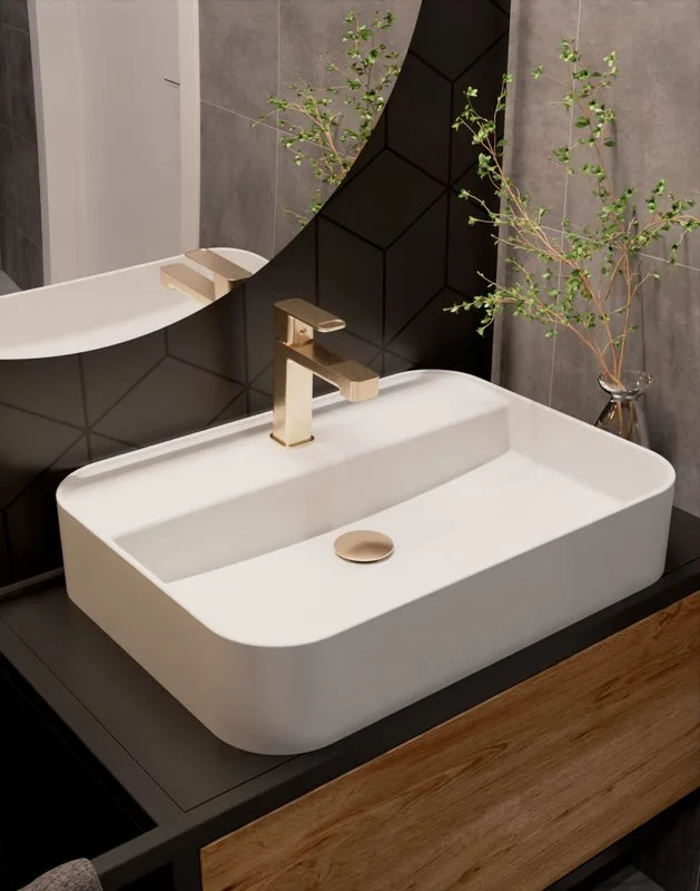 Смеситель для раковины шлифованное золото, AQUAme Parma AQM6610BG Sancos — официальный сайт