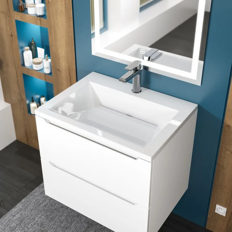 Мебельная раковина Uperwood Olivia 60 глянцевая белая Sancos — официальный сайт