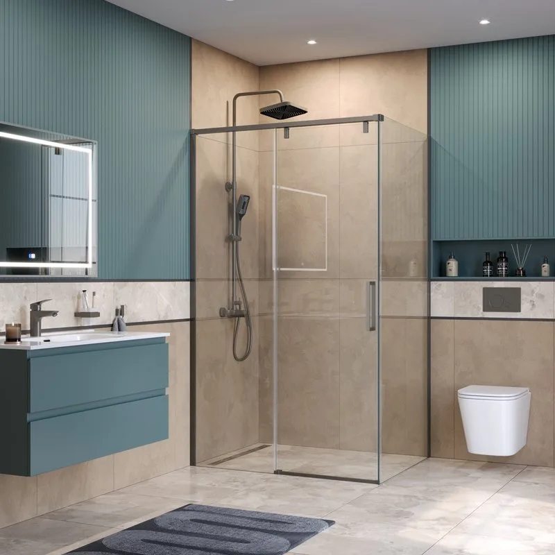 Душевой уголок BelBagno Soft Close-1 AH-1-110/100-C-GM профиль оружейная сталь Sancos — официальный сайт