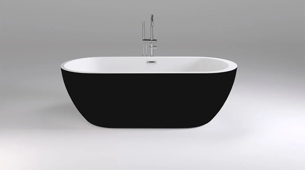 Акриловая ванна Black&White Swan SB105 black 170x80 см, отдельностоящая, глянцевая черная, овальная, Sancos — официальный сайт