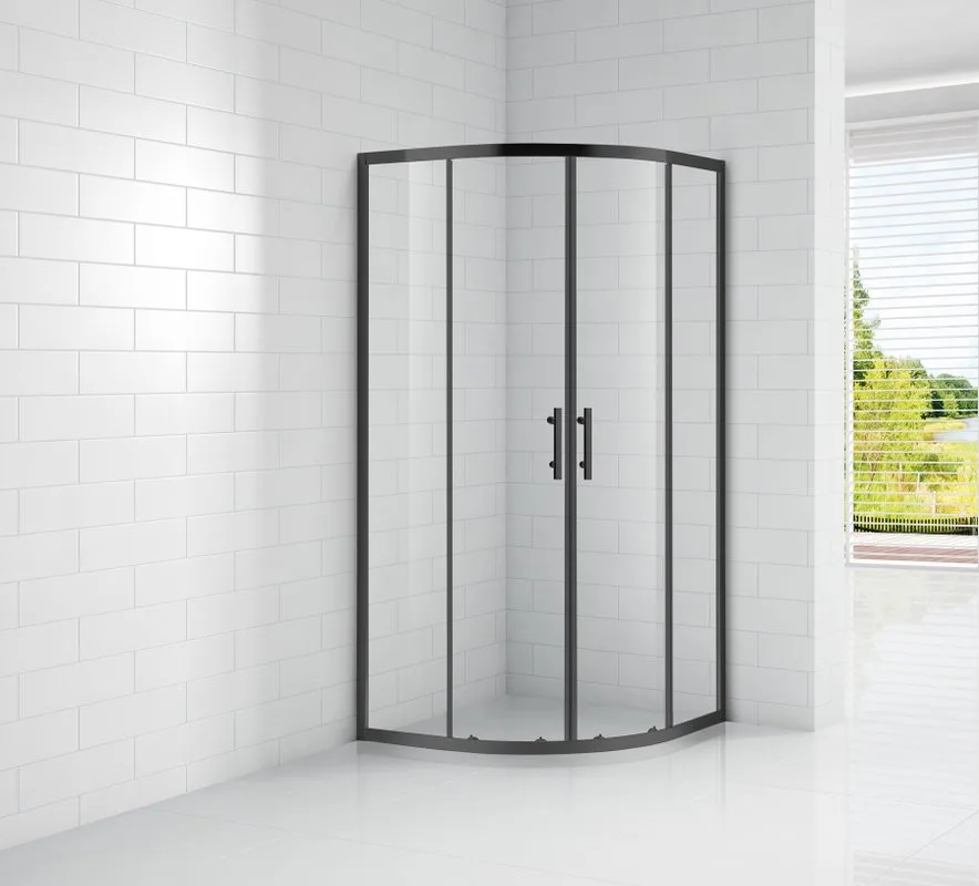 Душевой уголок Cezares Eco O-R-2 100x100, профиль матовый черный, стекло прозрачное Sancos — официальный сайт