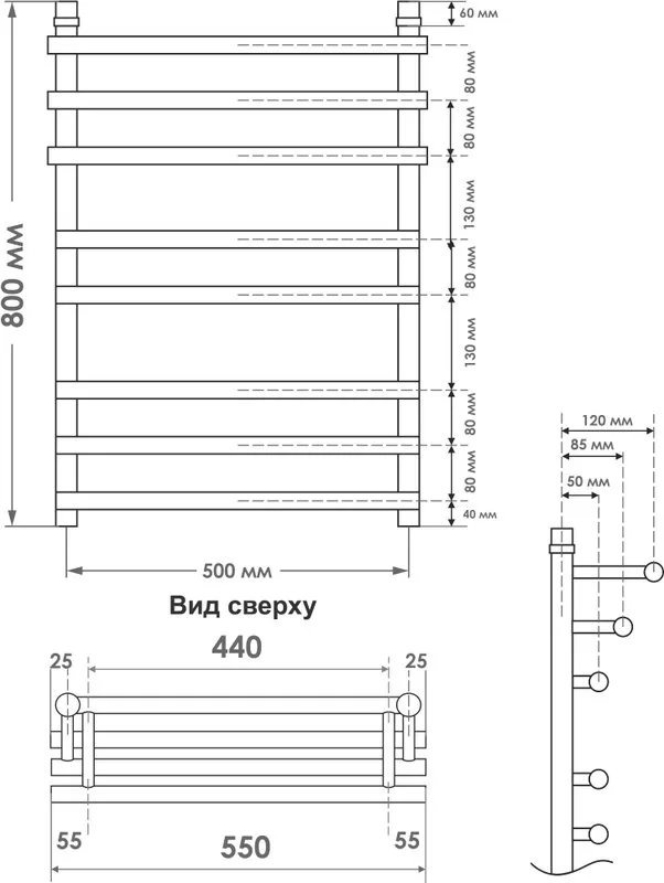 Полотенцесушитель водяной Indigo Just Shelf LJSHW80-50, серебристый Sancos — официальный сайт
