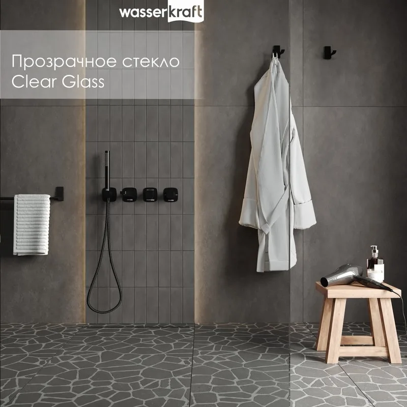 Душевая перегородка Wasserkraft Rur 30W 120 см, профиль никель, стекло прозрачное Sancos — официальный сайт