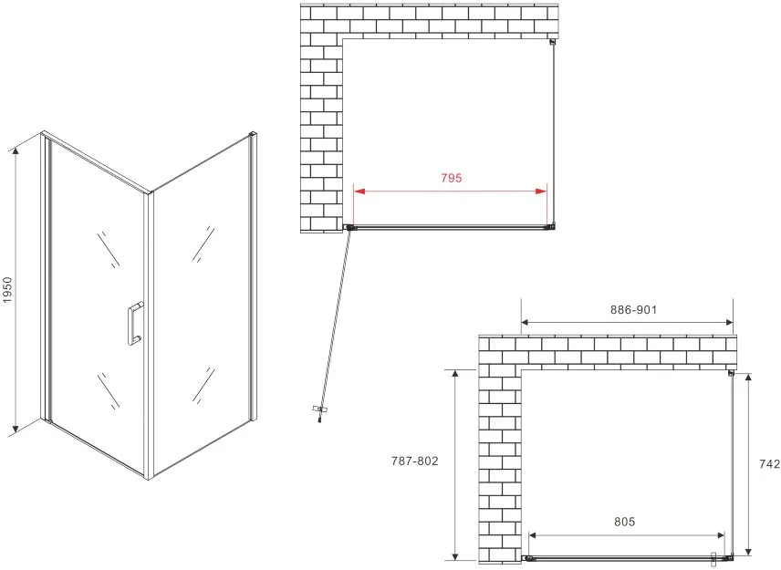 Душевой уголок Abber Sonnenstrand AG04090B-S80B 90x80, профиль черный, стекло прозрачное Sancos — официальный сайт