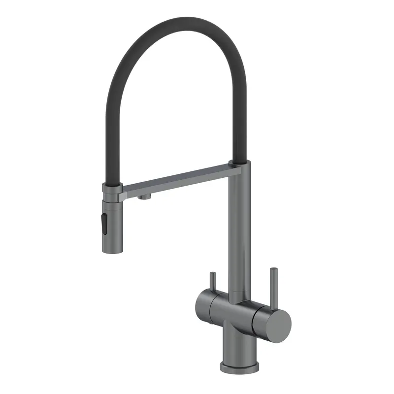 Смеситель для кухни Oliveeka Oliveeka K OL-458009-BGM с гибким изливом, матовый оружейный металл Sancos — официальный сайт