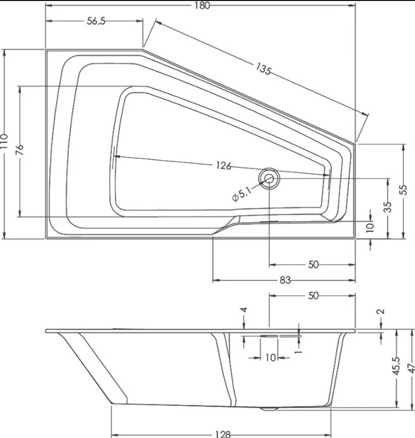 Акриловая ванна Riho Rething Space B116001005 L без опоры 180x110 см, угловая, левая, встраиваемая Sancos — официальный сайт