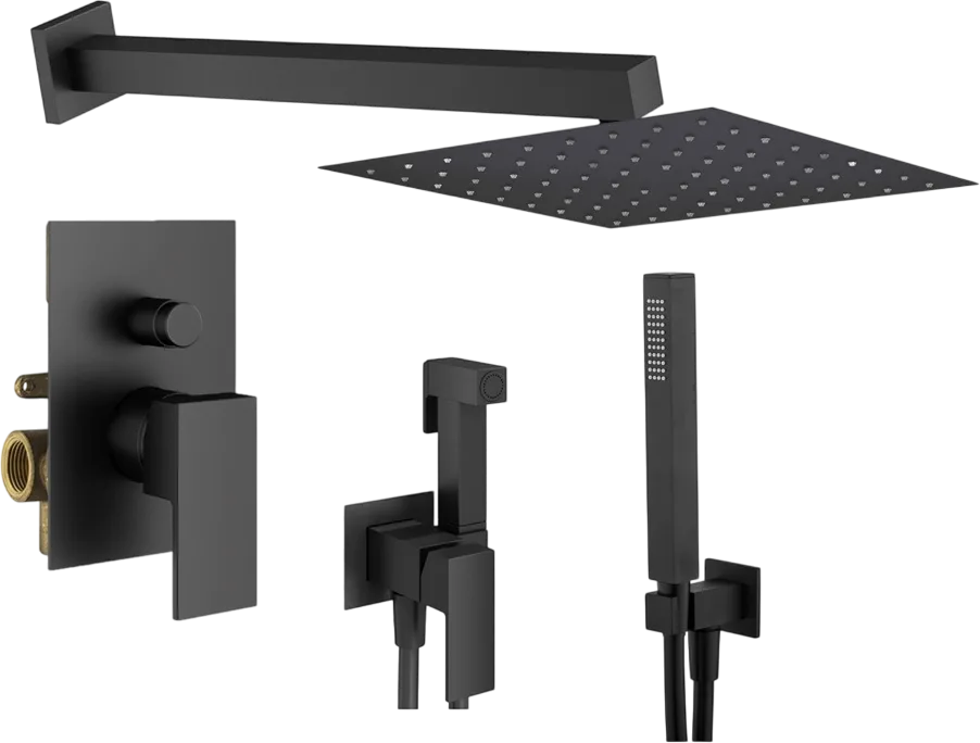 Комплект для ванной Plumberia Selection Tag KITZTG15NO С ВНУТРЕННЕЙ ЧАСТЬЮ, черный матовый Sancos — официальный сайт