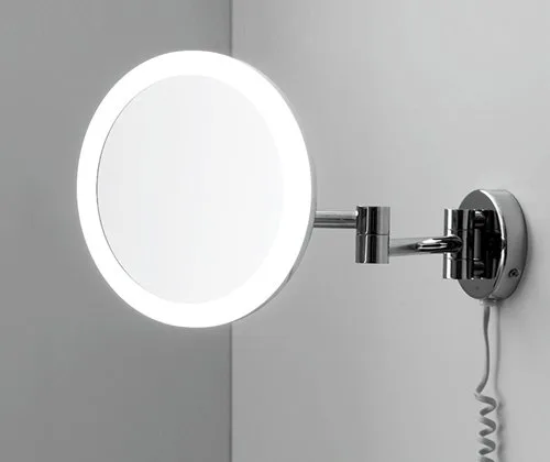 Косметическое зеркало Wasserkraft K-1004 с подсветкой, телескопическое, поворотное, хром Sancos — официальный сайт