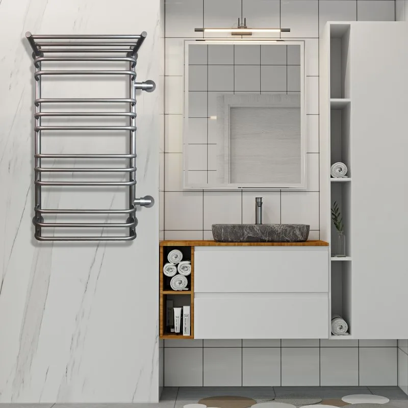 Полотенцесушитель водяной Indigo Brace LBCW100-50PGFM-б/п-60 с полкой, graphite metallic Sancos — официальный сайт