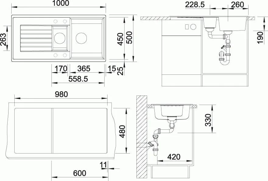 Мойка кухонная Blanco Zia 6S 514748 антрацит Sancos — официальный сайт