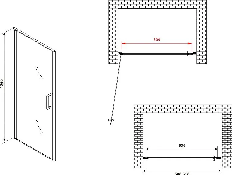 Душевая дверь в нишу Abber Sonnenstrand AG04060M 60 см, профиль хром, стекло матовое Sancos — официальный сайт