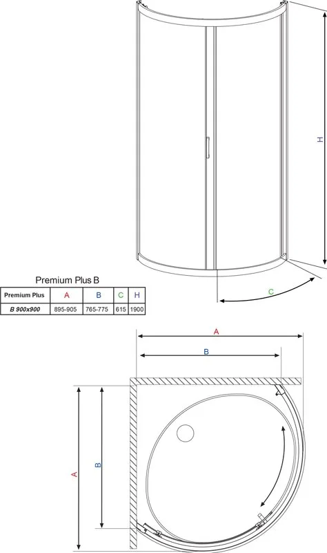 Душевой уголок Radaway Premium Plus B 90x190 прозрачное стекло Sancos — официальный сайт