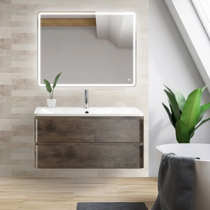 Тумба под раковину без столешницы BelBagno Albano 100 подвесная, rovere nature grigio Sancos — официальный сайт