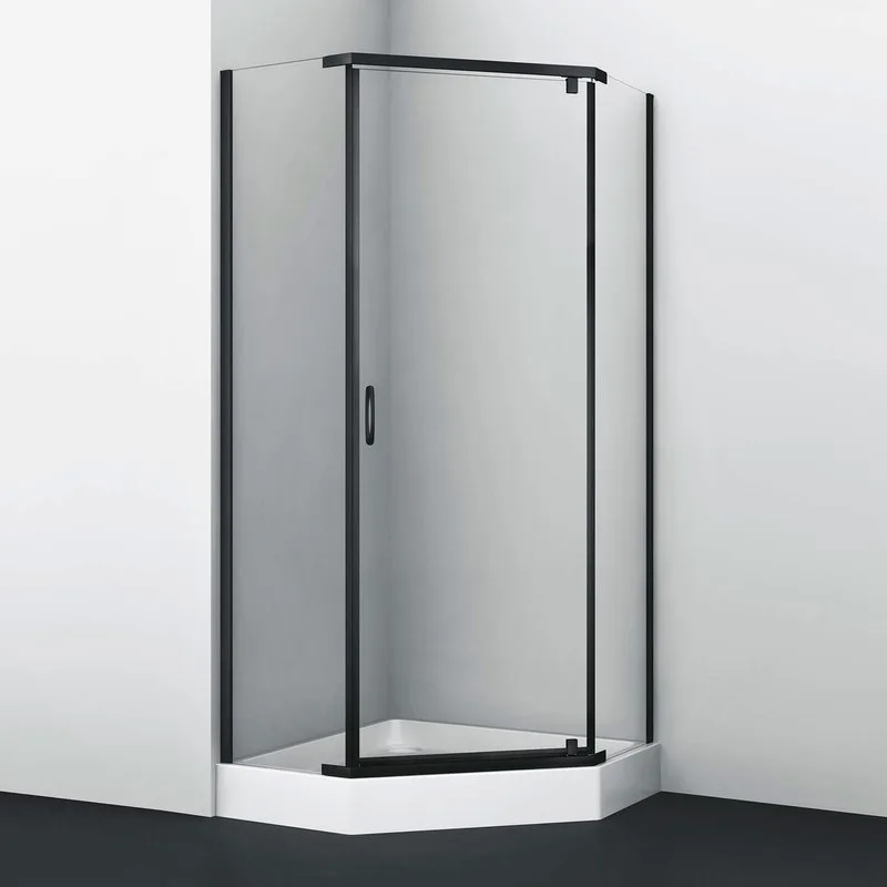 Душевой уголок Wasserkraft Wiese 84P 38 100х100 см, профиль матовый черный, стекло прозрачное Sancos — официальный сайт