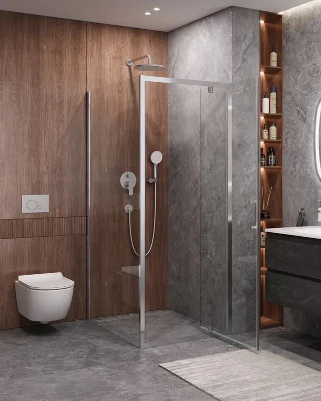 Душевой уголок Cezares Molveno AH 1 80+90 C Cr IV 80х90 см, профиль хром, стекло прозрачное Sancos — официальный сайт