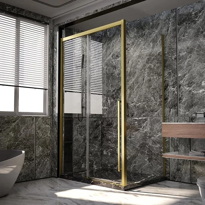 Дверь для душевого уголка Veconi Premium Trento PTD-30G 140 см, профиль брашированное золото, стекло Sancos — официальный сайт