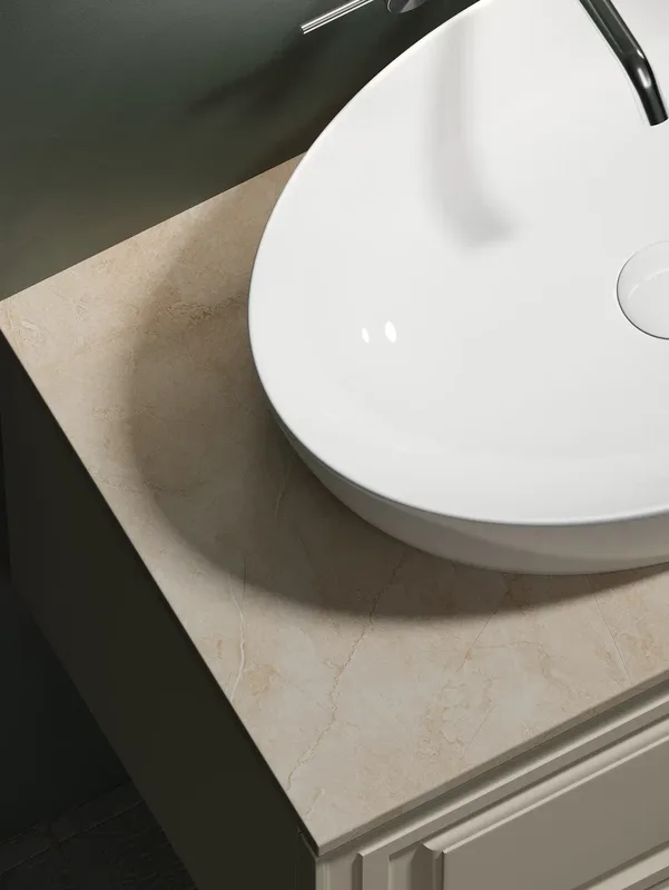 Тумба с раковиной Sancos Very 80 см, beige soft, столешница бежевая, раковина CN5018 Sancos — официальный сайт