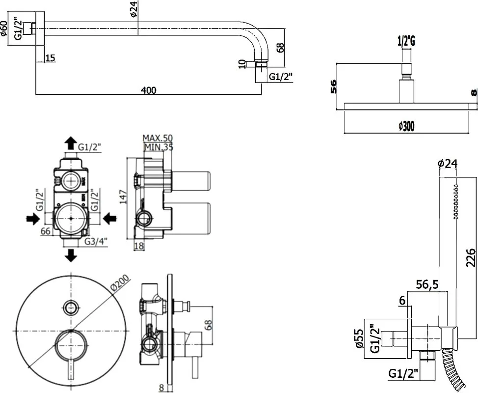 Душевой комплект Paffoni Light KITLIG015BOKING, С ВНУТРЕННЕЙ ЧАСТЬЮ, верхний душ 30 см, белый Sancos — официальный сайт