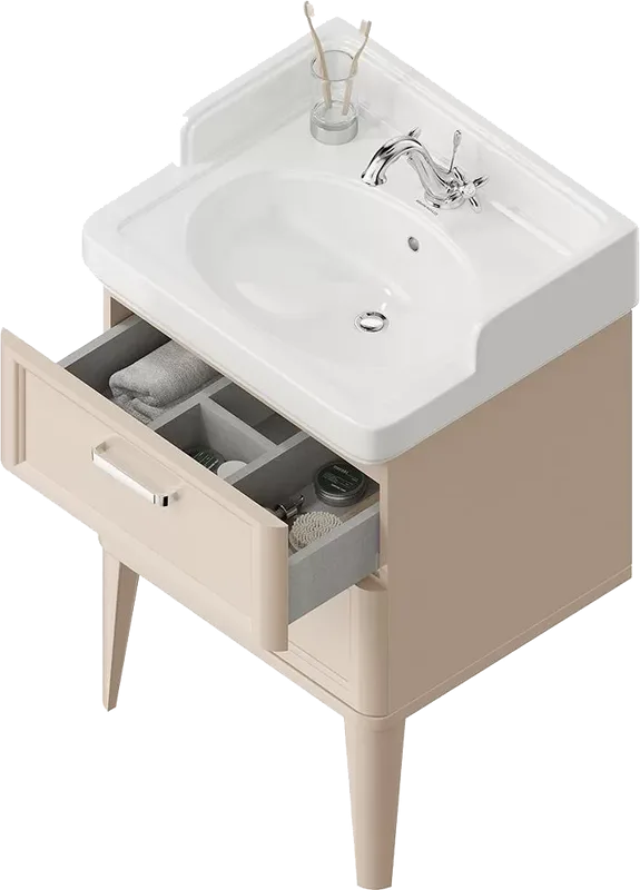 Тумба под раковину без столешницы KERAMA MARAZZI Pompei 60 с 2 ящиками, камео бежевая глянцевая Sancos — официальный сайт