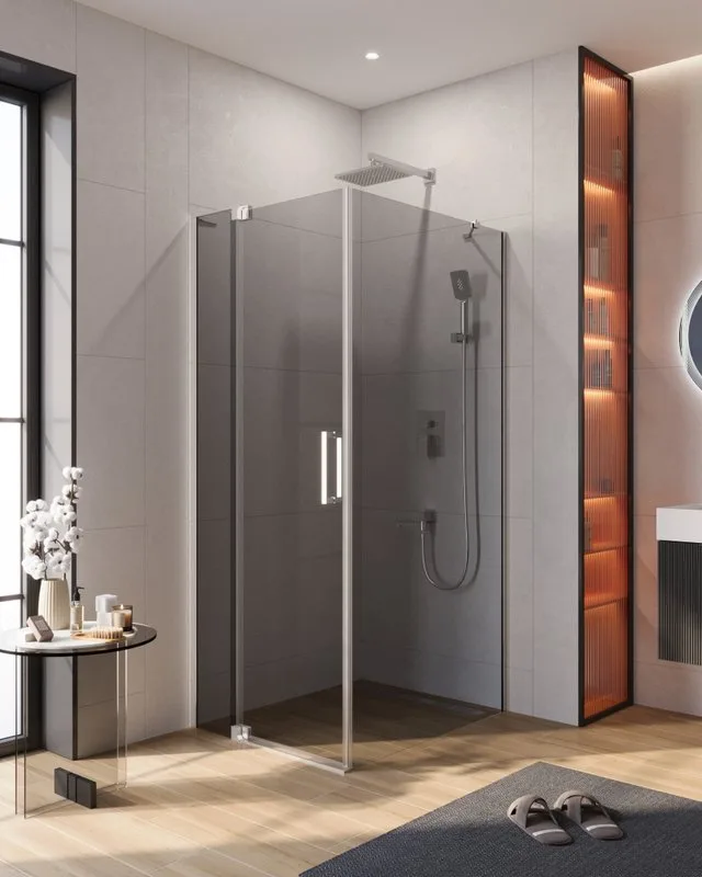 Душевой уголок Cezares Slider AH 1 100-80/90 Grigio Cr профиль хром, стекло серое Sancos — официальный сайт