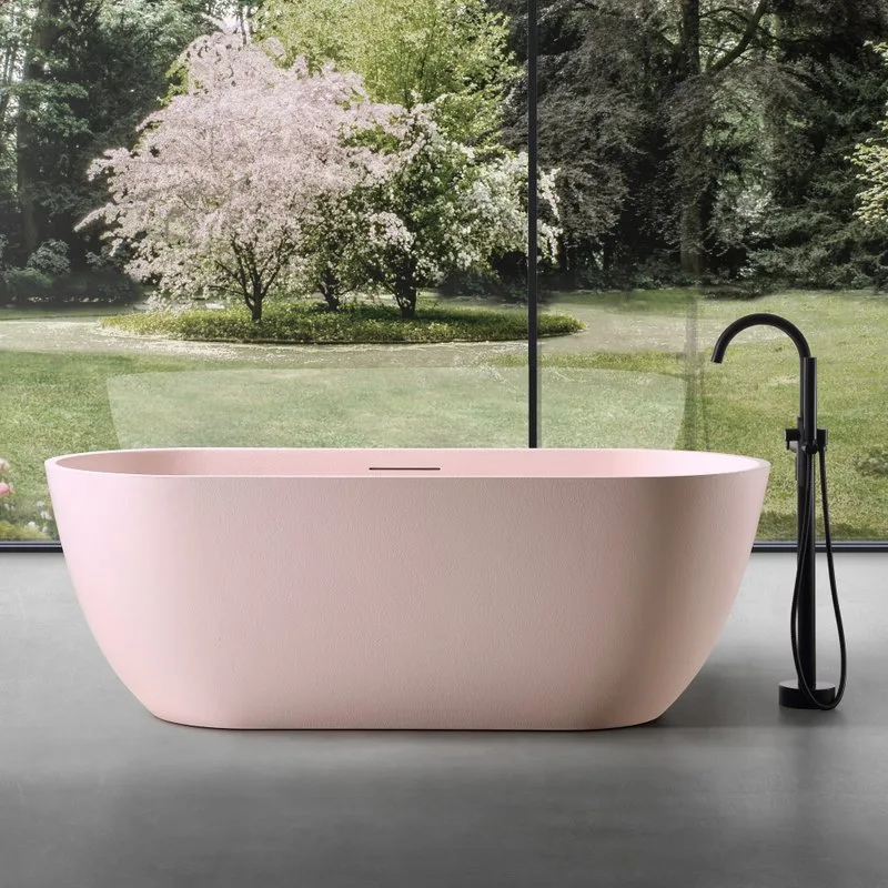 Ванна из искусственного камня Abber Frankfurt AM9941MP 170x75 см, отдельностоящая, матовая розовая,  Sancos — официальный сайт