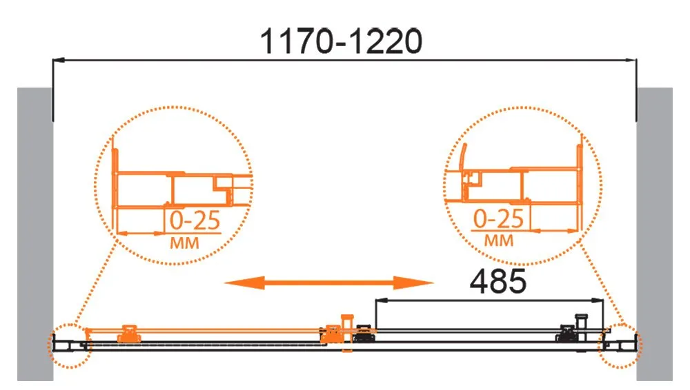 Душевая дверь в нишу Cezares Molveno BF 1 120 P BORO 120 см, профиль брашированное золото, стекло ри Sancos — официальный сайт